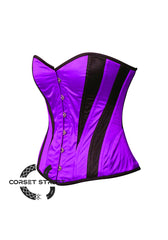Purple and Black Satin Burlesque Costume Overbust Corset Top
