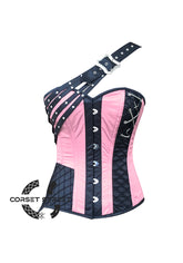 Pink And Black Satin Gothic Steampunk Costume Overbust Bustier Top