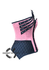 Pink And Black Satin Gothic Steampunk Plus Size Costume Overbust Bustier Top