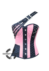 Pink And Black Satin Gothic Steampunk Costume Overbust Bustier Top