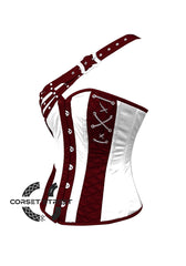 Black And Burgundy Satin Gothic Steampunk Plus Size Costume Overbust Bustier Top