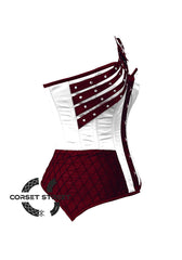 Black And Burgundy Satin Gothic Steampunk Plus Size Costume Overbust Bustier Top