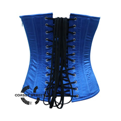 Blue Satin with Red and White Stripes USA Flag Day Corset Overbust Costume