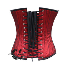 Red Satin Net Gold Sequins Hand Work Burlesque Gothic Costume Overbust Bustier Top