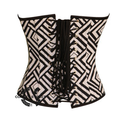 Black And White Corset Zig-Zag Print Retro Costume Gothic Overbust Bustier Top