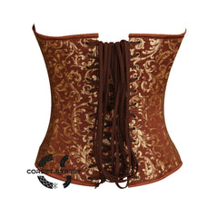 Brown And Gold Brocade Gothic Costume Overbust Plus Size Bustier Top