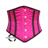 Pink And Black Satin Gothic Underbust Waist Trainer Plus Size Corset Bustier Top