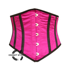 Pink And Black Satin Gothic Underbust Waist Trainer Plus Size Corset Bustier Top