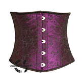 Purple And Black Brocade Gothic Underbust Waist Trainer Corset Bustier Top
