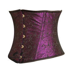 Purple And Black Brocade Gothic Underbust Waist Trainer Corset Bustier Top