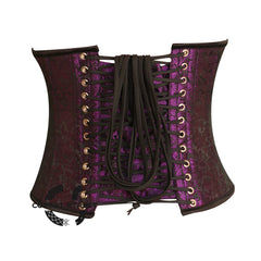Purple And Black Brocade Gothic Underbust Waist Trainer Corset Bustier Top