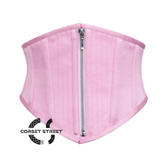 Baby Pink Satin Waist Cincher Bustier Underbust Waspie Corset