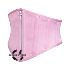 Baby Pink Satin Waist Cincher Bustier Underbust Waspie Plus Size Corset