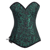Green And Black Brocade Longline Gothic Corset Burlesque Overbust