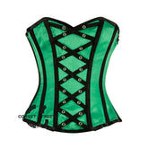 Green And Black Satin Gothic Corset Burlesque Overbust Top