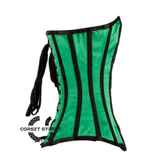 Green And Black Satin Gothic Corset Burlesque Plus Size Overbust Top