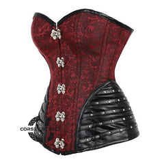 Red Brocade Steampunk Sexy Waist Training Overbust Corset Bustier Top