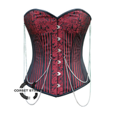 Red And Black Brocade Gothic Steampunk Bustier Corset Overbust Top