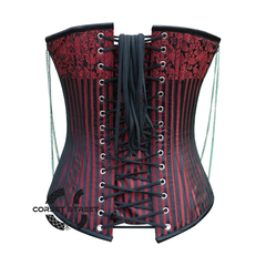 Red And Black Brocade Gothic Steampunk Bustier Corset Overbust Top
