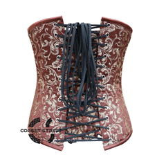 Plus Size Brown And Golden Brocade Sexy Underbust Waist Cincher Halloween Corset Top