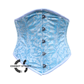Plus Size Turquoise And White Brocade Gothic Waist Trainer Underbust Waspie Corset