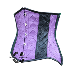 Purple And Black Faux Leather Gothic Underbust Steampunk Corset