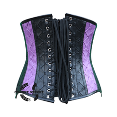 Purple And Black Faux Leather Gothic Underbust Steampunk Corset