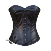 Dark Brown Leather Corset Gothic Steampunk Costume for Halloween Waist Cincher Overbust Top
