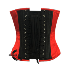 Plus Size Red and Black Satin Pirate Sequins Work Costume Bustier Steampunk Waist Cincher Overbust Top