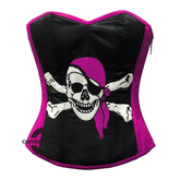 Purple and Black Satin Pirate Sequins Work Costume Bustier Steampunk Waist Cincher Overbust Top