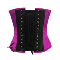 Purple and Black Satin Pirate Sequins Work Costume Bustier Steampunk Waist Cincher Overbust Top
