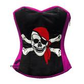 Purple and Black Satin Pirate Sequins Hand Work Costume Bustier Steampunk Waist Cincher Overbust Top