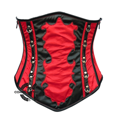 Red Black Leather Gothic Costume Bustier Underbust Christmas Corset Party Top
