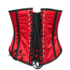Plus Size Red Black Leather Gothic Costume Bustier Underbust Christmas Corset Party Top