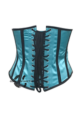 Baby Blue And Black Leather With Sequins Underbust Corset Burlesque Costume