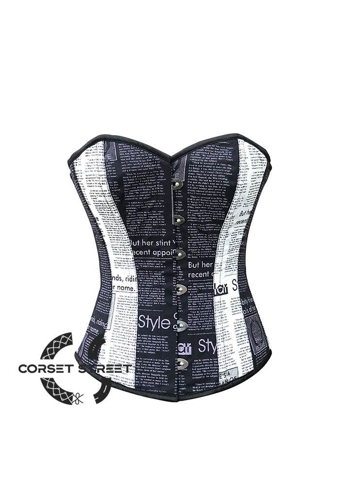 Black White Newspaper Corset