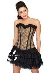 Cotton Lily Printed Overbust Top & Satin Net Tutu Skirt Corset Dress