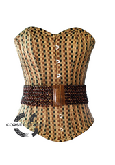 Unique Cotton Brocade Waist Training Overbust Plus Size Corset Top