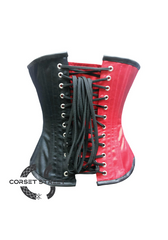 Red Black Satin Leather Belt Gothic Steampunk Bustier Waist Training Burlesque Overbust Plus Size Corset Costume