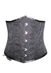 Black Brocade Gothic Steampunk Bustier Waist Training Burlesque Underbust Corset Costume