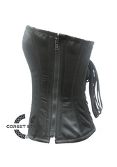 Black White Satin Sequins Gothic Burlesque Waist Cincher Bustier Overbust Plus Size Corset Costume