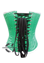 Green Satin Handmade Sequins Gothic Burlesque Waist Training Bustier Women Overbust Plus Size Corset Costume