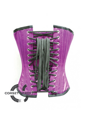 Purple Satin Front Open Busk Waist Cincher Women Clothing Overbust Plus Size Corset Top