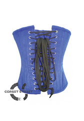Blue Velvet Front Open Busk Waist Cincher Women Clothing Overbust Plus Size Corset Top