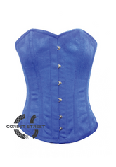 Blue Velvet Front Open Busk Waist Cincher Women Clothing Overbust Plus Size Corset Top