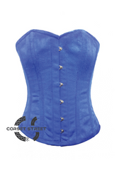 Blue Velvet Front Open Busk Waist Cincher Women Clothing Overbust Plus Size Corset Top