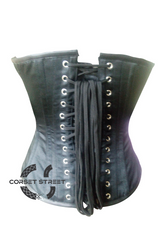 Black Leather Belts Zipper Gothic Steampunk Bustier Waist Training Overbust Corset Costume