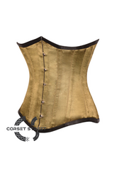 Olive Green Satin Gothic Burlesque Bustier Waist Training Underbust Plus Size Corset Costume