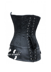 Black Brocade Gothic Steampunk Bustier Waist Training LONG Overbust Plus Size  Corset Costume