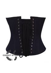Front Zipper Gothic Steampunk Costume Waist Training Overbust Blue Denim Plus Size Corset